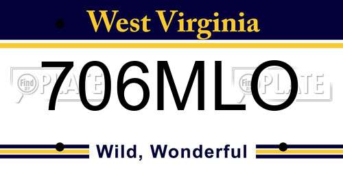 706MLO West Virginia License Plate