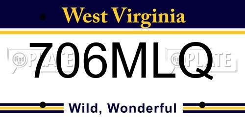 706MLQ West Virginia License Plate