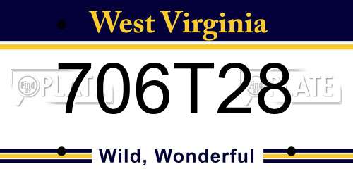 706T28 West Virginia License Plate