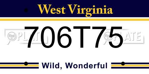 706T75 West Virginia License Plate
