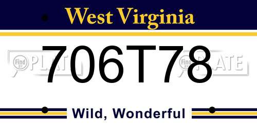 706T78 West Virginia License Plate