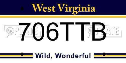 706TTB West Virginia License Plate