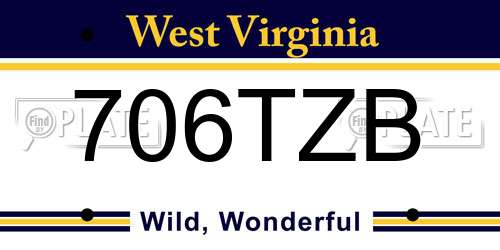 706TZB West Virginia License Plate