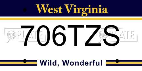 706TZS West Virginia License Plate