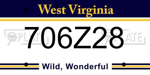 706Z28 West Virginia License Plate