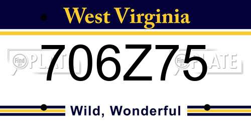 706Z75 West Virginia License Plate