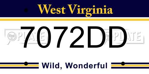 7072DD West Virginia License Plate