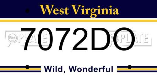 7072DO West Virginia License Plate