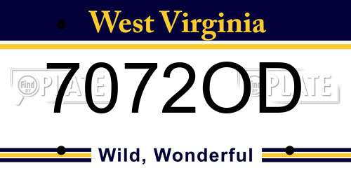 7072OD West Virginia License Plate