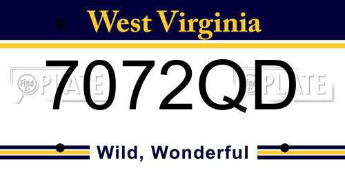 7072QD West Virginia License Plate