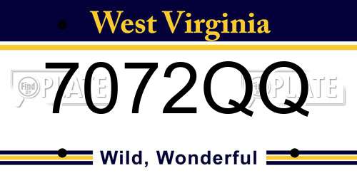 7072QQ West Virginia License Plate