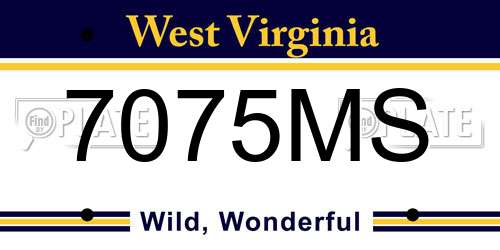 7075MS West Virginia License Plate