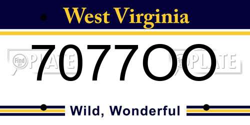 7077OO West Virginia License Plate