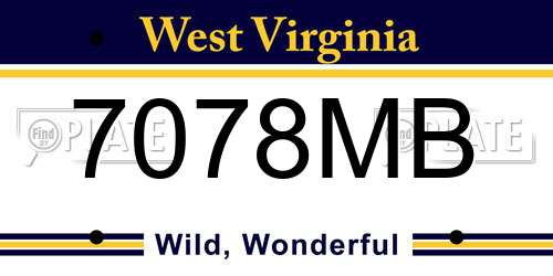 7078MB West Virginia License Plate
