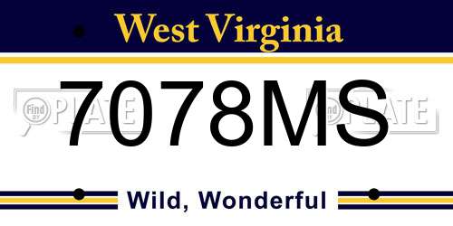 7078MS West Virginia License Plate