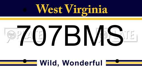 707BMS West Virginia License Plate