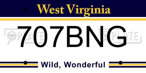 707BNG West Virginia License Plate