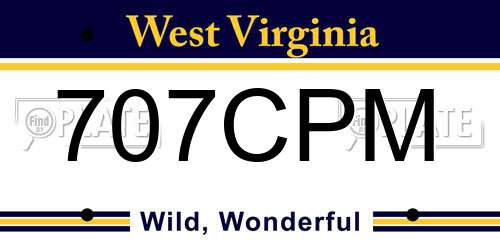 707CPM West Virginia License Plate