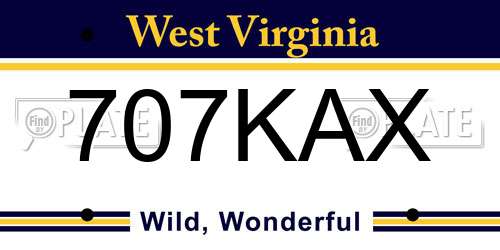 707KAX West Virginia License Plate