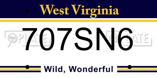 707SN6 West Virginia License Plate