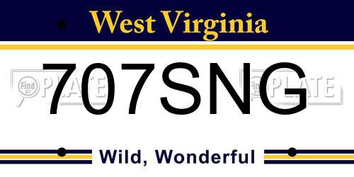 707SNG West Virginia License Plate