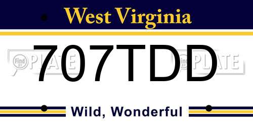 707TDD West Virginia License Plate