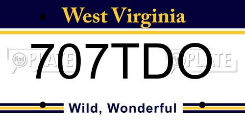 707TDO West Virginia License Plate
