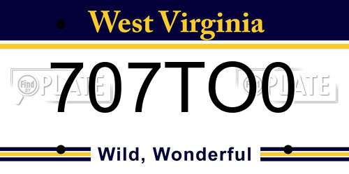 707TO0 West Virginia License Plate