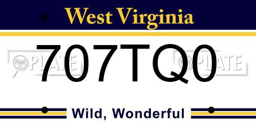 707TQ0 West Virginia License Plate