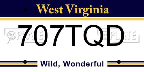 707TQD West Virginia License Plate