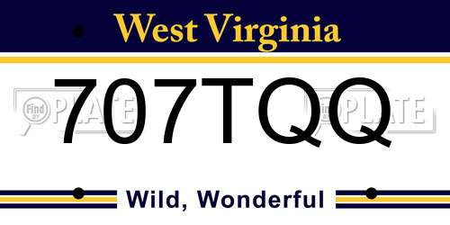 707TQQ West Virginia License Plate