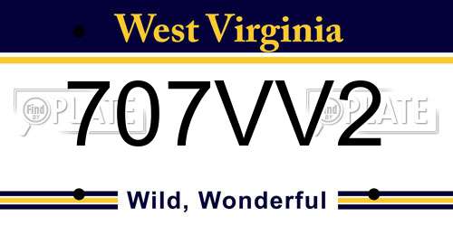 707VV2 West Virginia License Plate