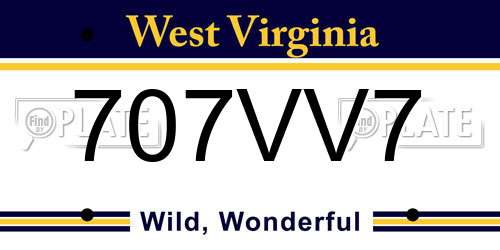 707VV7 West Virginia License Plate