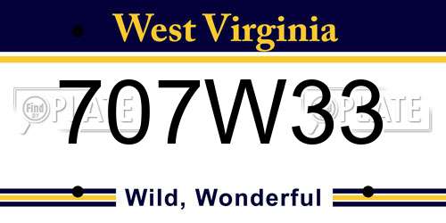 707W33 West Virginia License Plate