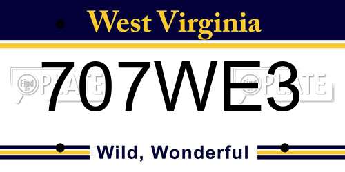 707WE3 West Virginia License Plate