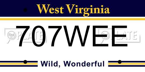 707WEE West Virginia License Plate