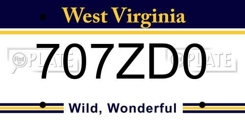 707ZD0 West Virginia License Plate