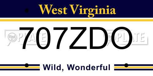 707ZDO West Virginia License Plate