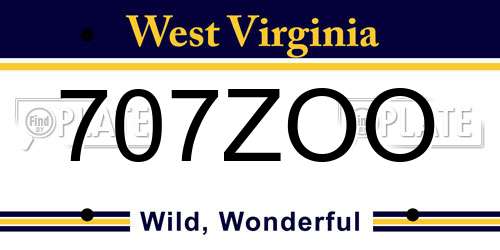 707ZOO West Virginia License Plate