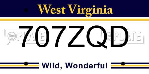 707ZQD West Virginia License Plate
