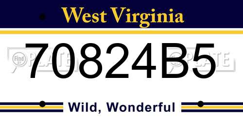 70824B5 West Virginia License Plate