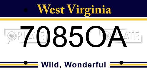 7085OA West Virginia License Plate