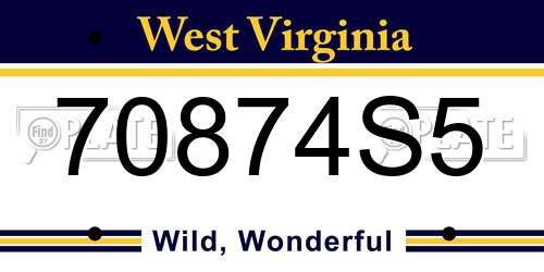 70874S5 West Virginia License Plate