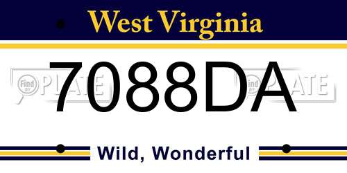 7088DA West Virginia License Plate