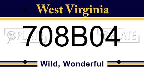 708B04 West Virginia License Plate