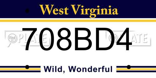 708BD4 West Virginia License Plate
