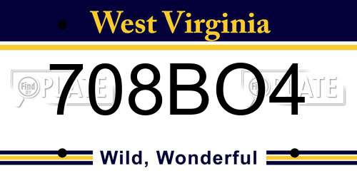 708BO4 West Virginia License Plate
