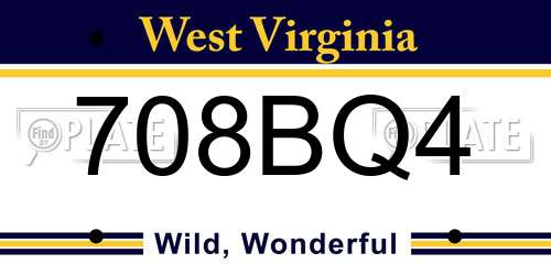 708BQ4 West Virginia License Plate