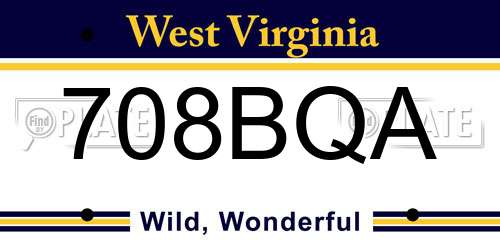 708BQA West Virginia License Plate