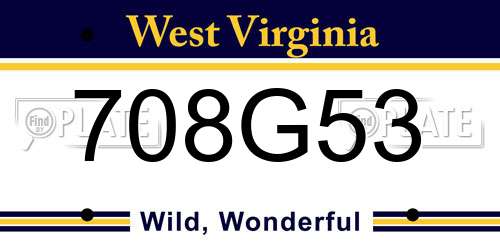 708G53 West Virginia License Plate